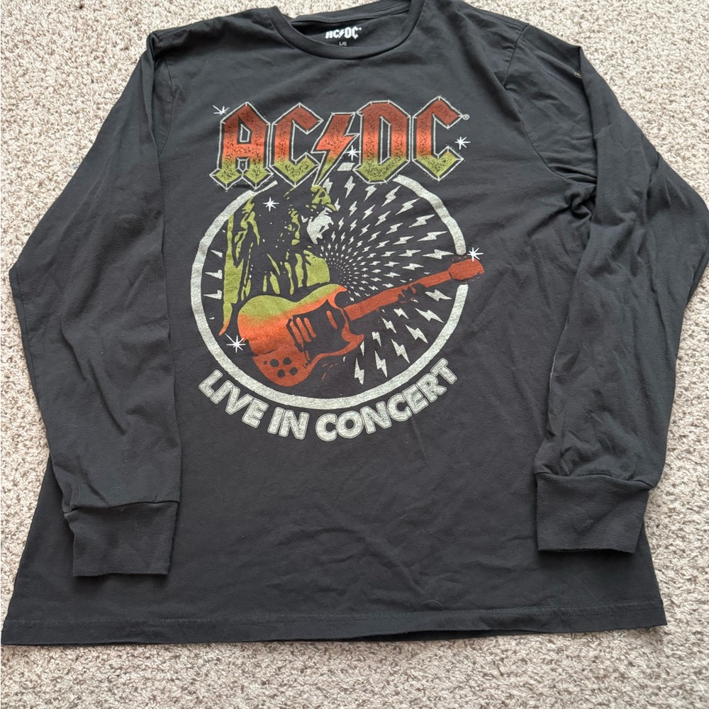 AC/DC Men's Dark Gray Graphic Long Sleeve Shirt